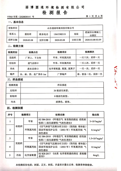 環(huán)境檢測報告-2020第一季度2