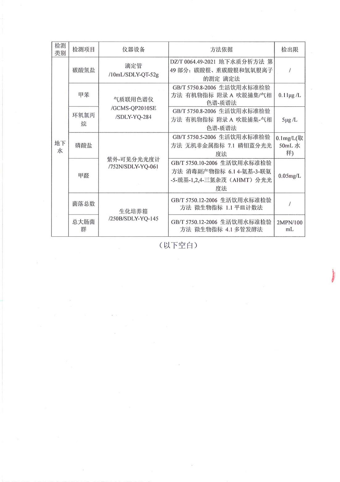 山東德源環(huán)氧科技有限公司地下水檢測報告07